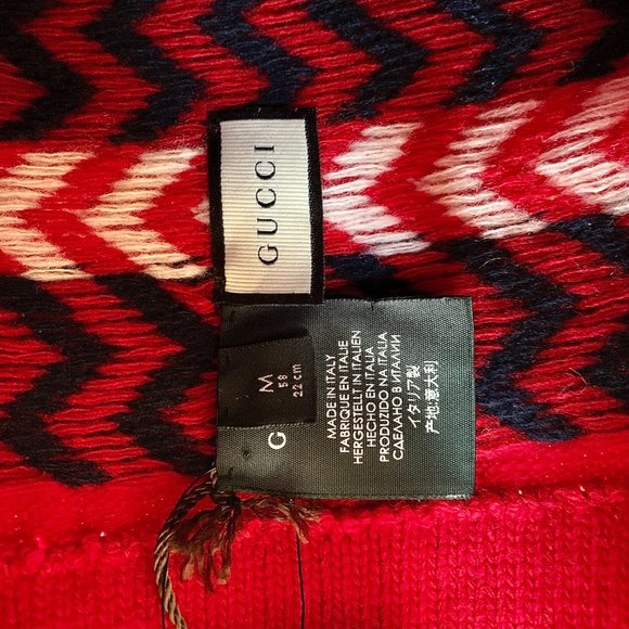 Gucci Zaggede Wool Beanie Hat in Red - Picture 4 of 4